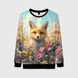 Женский свитшот Лиса в цветочном поле