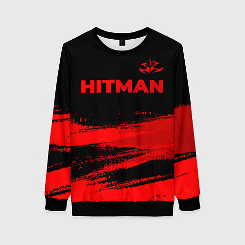 Женский свитшот Hitman - red gradient посередине / 3D-Черный – фото 1