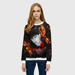 Свитшот женский Сектор газа огненный фон, цвет: 3D-белый — фото 2