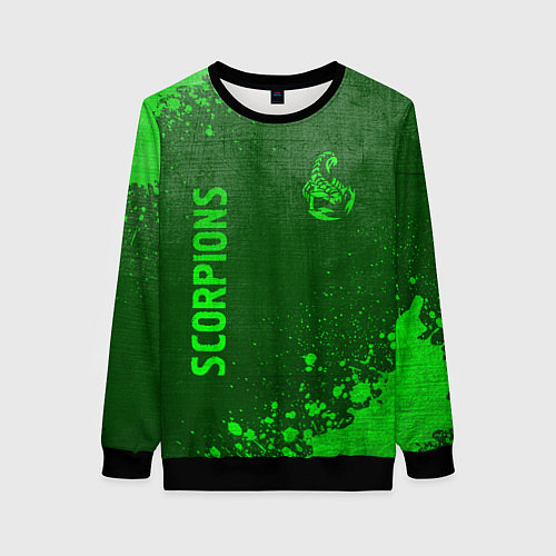 Женский свитшот Scorpions - green gradient вертикально / 3D-Черный – фото 1