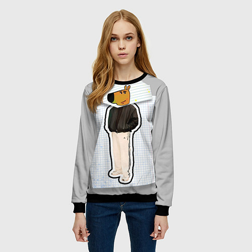 Женский свитшот Чиловый парень - свидетель мем / 3D-Черный – фото 3