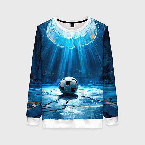 Женский свитшот Футбольный мяч в синем / 3D-Белый – фото 1