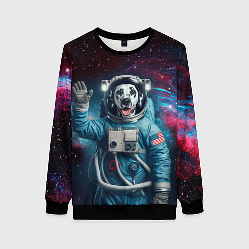 Женский свитшот Далматинец бравый космонавт - нейроарт / 3D-Черный – фото 1