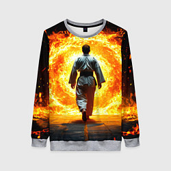 Женский свитшот Айкидоист и огненный вихрь