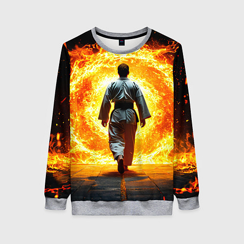 Женский свитшот Айкидоист и огненный вихрь / 3D-Меланж – фото 1