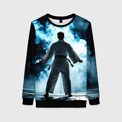 Женский свитшот Айкидоист в дыму / 3D-Черный – фото 1