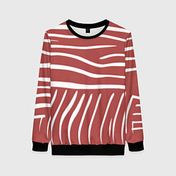 Свитшот женский Полоски красной зебры, цвет: 3D-черный