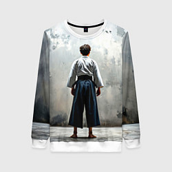 Женский свитшот Боец айкидо на сером