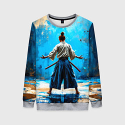 Женский свитшот Боец айкидо на синем
