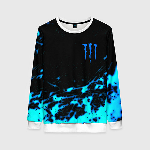 Женский свитшот Monster energy голубые краски / 3D-Белый – фото 1