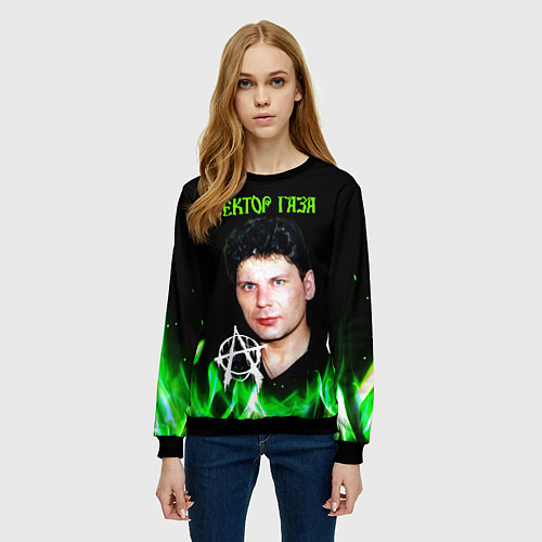 Женский свитшот Сектор газа зеленый огонь / 3D-Черный – фото 3
