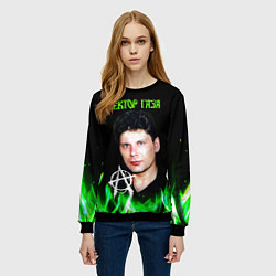 Свитшот женский Сектор газа зеленый огонь, цвет: 3D-черный — фото 2