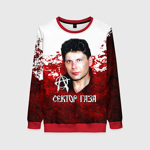 Женский свитшот Юрий Хой бело-красный фон / 3D-Красный – фото 1