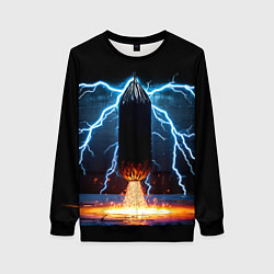 Свитшот женский Боксерская груша и молния, цвет: 3D-черный