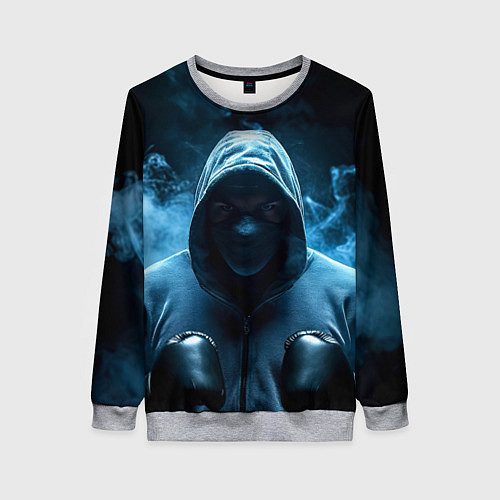 Женский свитшот Боксер в дыму / 3D-Меланж – фото 1