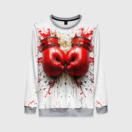 Женский свитшот Красные бойцовские перчатки на белом / 3D-Меланж – фото 1