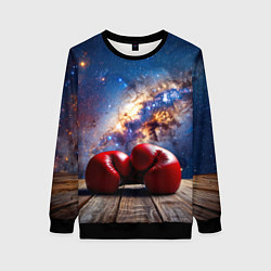Женский свитшот Боксерские перчатки в космосе