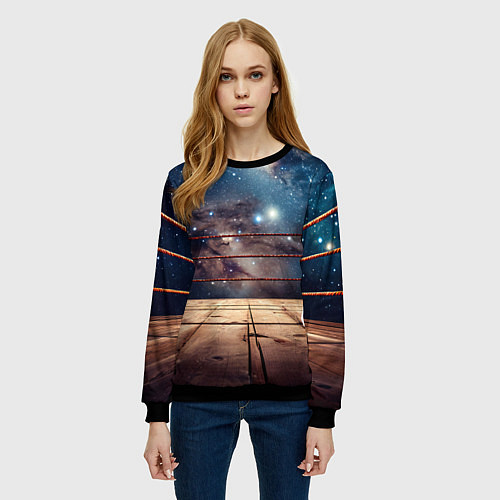 Женский свитшот Космический ринг / 3D-Черный – фото 3