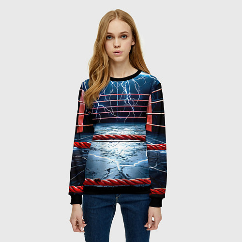 Женский свитшот Ринг и молния / 3D-Черный – фото 3