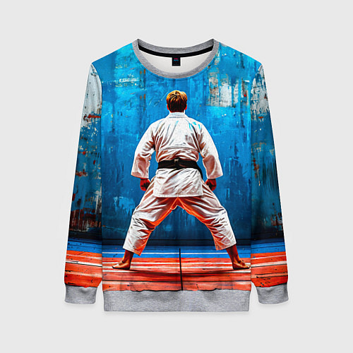 Женский свитшот Дзюдоист на синем / 3D-Меланж – фото 1