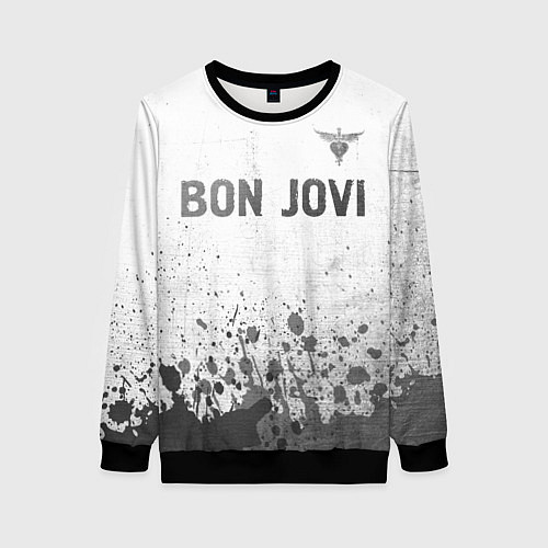 Женский свитшот Bon Jovi - white gradient посередине / 3D-Черный – фото 1