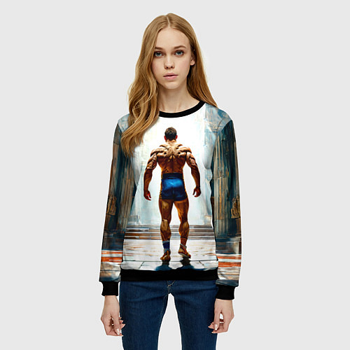 Женский свитшот Греко-римский борец / 3D-Черный – фото 3