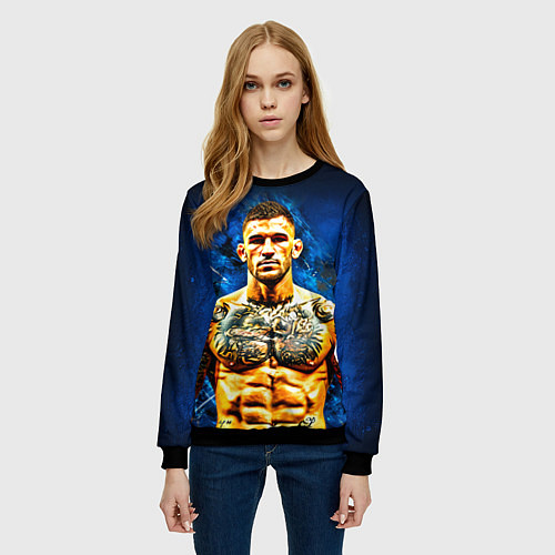 Женский свитшот Дастин Порье на синем / 3D-Черный – фото 3
