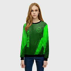 Свитшот женский Nissan - green gradient вертикально, цвет: 3D-черный — фото 2