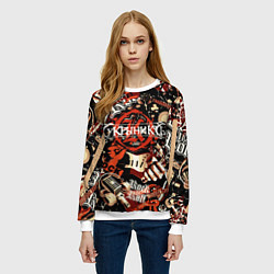 Свитшот женский Кукрыниксы на фоне электрогитар, цвет: 3D-белый — фото 2