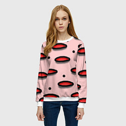 Свитшот женский Круги маркер - паттерн, цвет: 3D-белый — фото 2