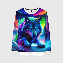 Женский свитшот Большой волк одинокий охотник - неоновые цвета