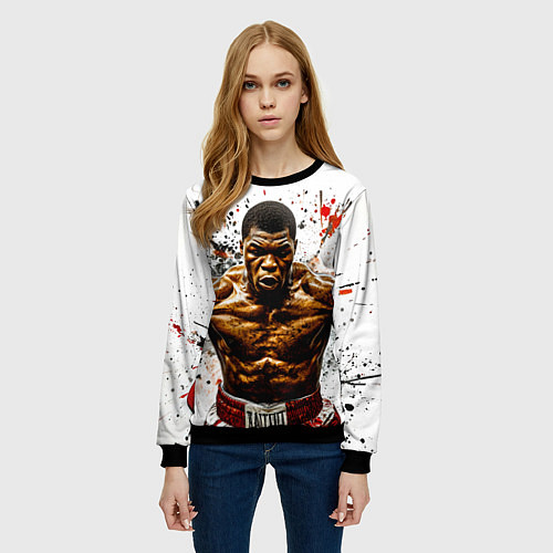 Женский свитшот Мухаммед Али на белом / 3D-Черный – фото 3