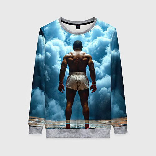 Женский свитшот Мухаммед Али в синем дыму / 3D-Меланж – фото 1