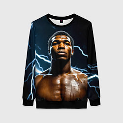 Свитшот женский Мухаммед Али и молния, цвет: 3D-черный