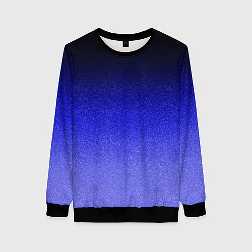 Женский свитшот Градиент индиго из чёрно в синий текстура крошка / 3D-Черный – фото 1