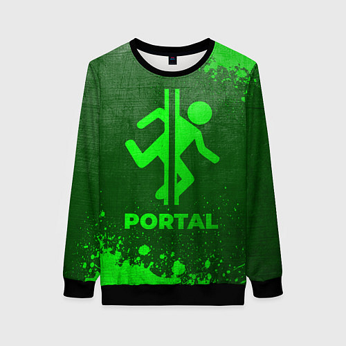 Женский свитшот Portal - green gradient / 3D-Черный – фото 1