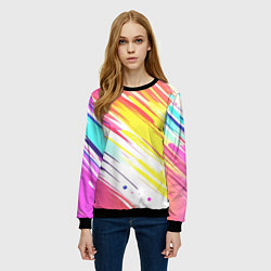 Свитшот женский Брызги краски на белом фоне, цвет: 3D-черный — фото 2