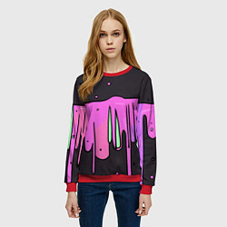 Свитшот женский Фиолетовая текстура на черном фоне, цвет: 3D-красный — фото 2