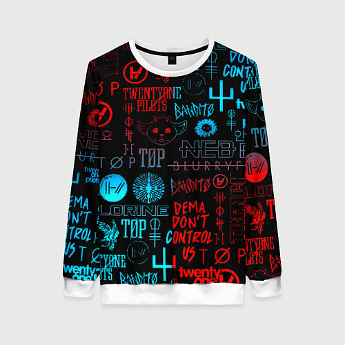 Женский свитшот Twenty one pilots rock pattern / 3D-Белый – фото 1