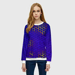 Свитшот женский Неоновые соты броня, цвет: 3D-белый — фото 2