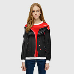 Свитшот женский Красная и черная краска текстура, цвет: 3D-белый — фото 2