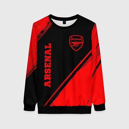 Женский свитшот Arsenal - red gradient вертикально / 3D-Черный – фото 1