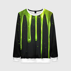 Свитшот женский Слизь зеленая текстура, цвет: 3D-белый