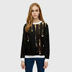 Свитшот женский Мед на коричневой текстуре, цвет: 3D-белый — фото 2