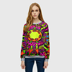 Свитшот женский Кислотные грибы оптические, цвет: 3D-меланж — фото 2