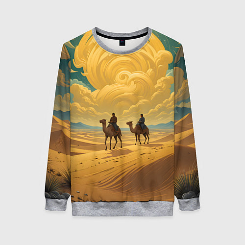 Женский свитшот В пустыне на верблюдах / 3D-Меланж – фото 1