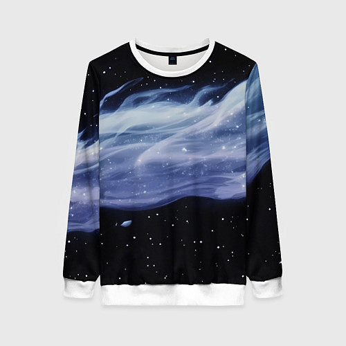 Женский свитшот Синяя волна в космосе - текстура / 3D-Белый – фото 1
