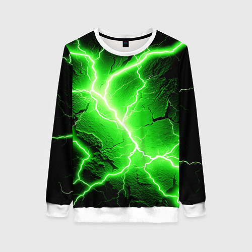 Женский свитшот Color green black / 3D-Белый – фото 1