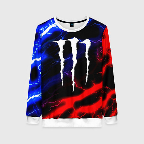 Женский свитшот Monster energy молнии неон / 3D-Белый – фото 1