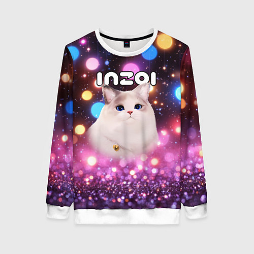 Женский свитшот Inzoi кошечка и логотип / 3D-Белый – фото 1